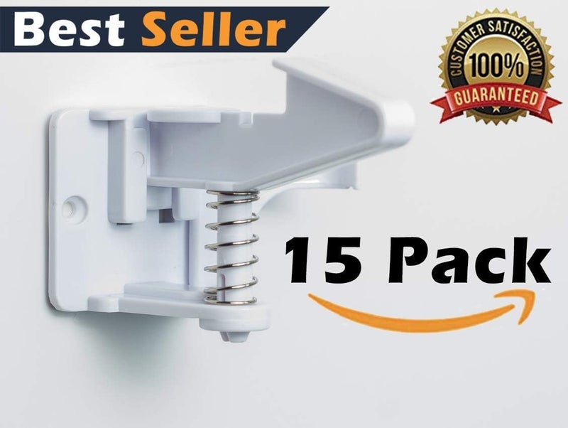 Boston Home Essentials Boston 15 Child Proof Cabinet Locks and Child Safety Cabinet Locks for Baby Proofing Cabinets, Childproof Cabinet Locks Child Safety Locks, Cabinet Lock Baby Proof Child Locks For Cabinets Drawers - Image 1